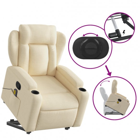 Fauteuil inclinable de massage Crème Tissu