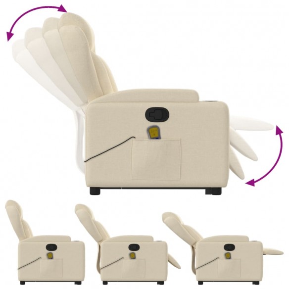 Fauteuil inclinable de massage Crème Tissu