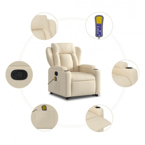 Fauteuil inclinable de massage Crème Tissu