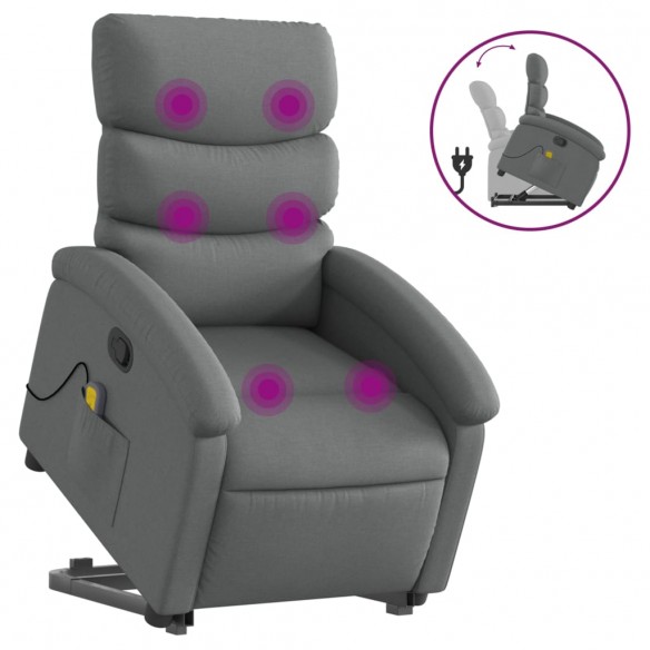 Fauteuil de massage inclinable Gris foncé Tissu