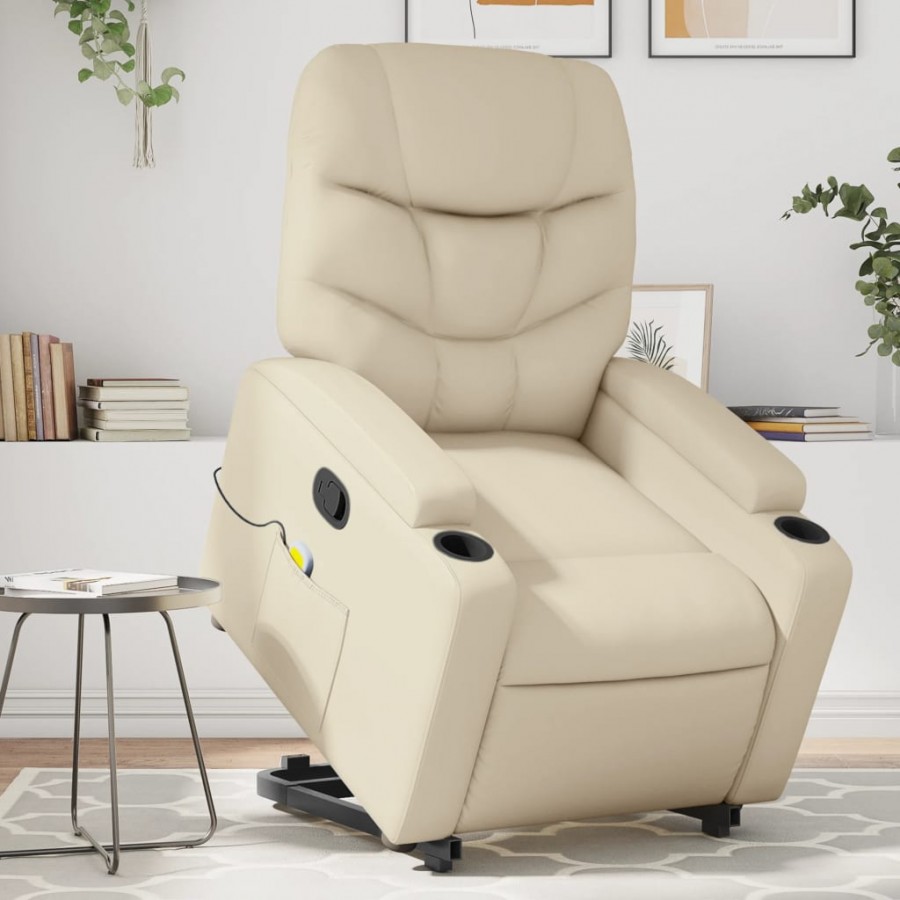 Fauteuil inclinable de massage Crème Similicuir