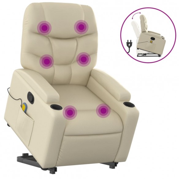 Fauteuil inclinable de massage Crème Similicuir