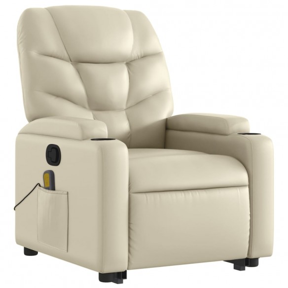 Fauteuil inclinable de massage Crème Similicuir