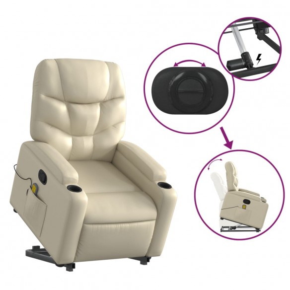 Fauteuil inclinable de massage Crème Similicuir