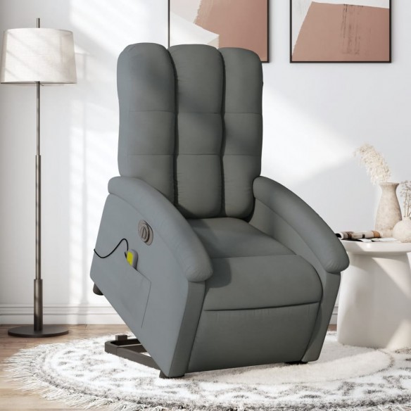 Fauteuil inclinable de massage électrique Gris foncé Tissu