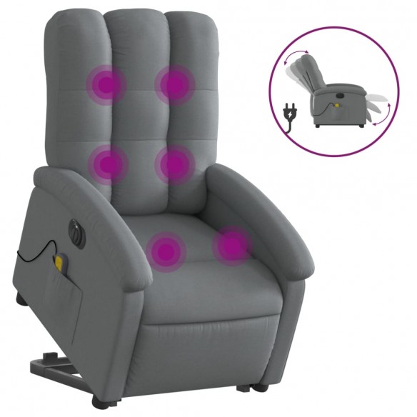 Fauteuil inclinable de massage électrique Gris foncé Tissu