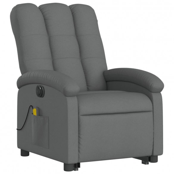 Fauteuil inclinable de massage électrique Gris foncé Tissu