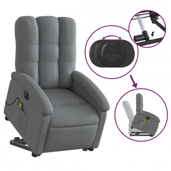 Fauteuil inclinable de massage électrique Gris foncé Tissu