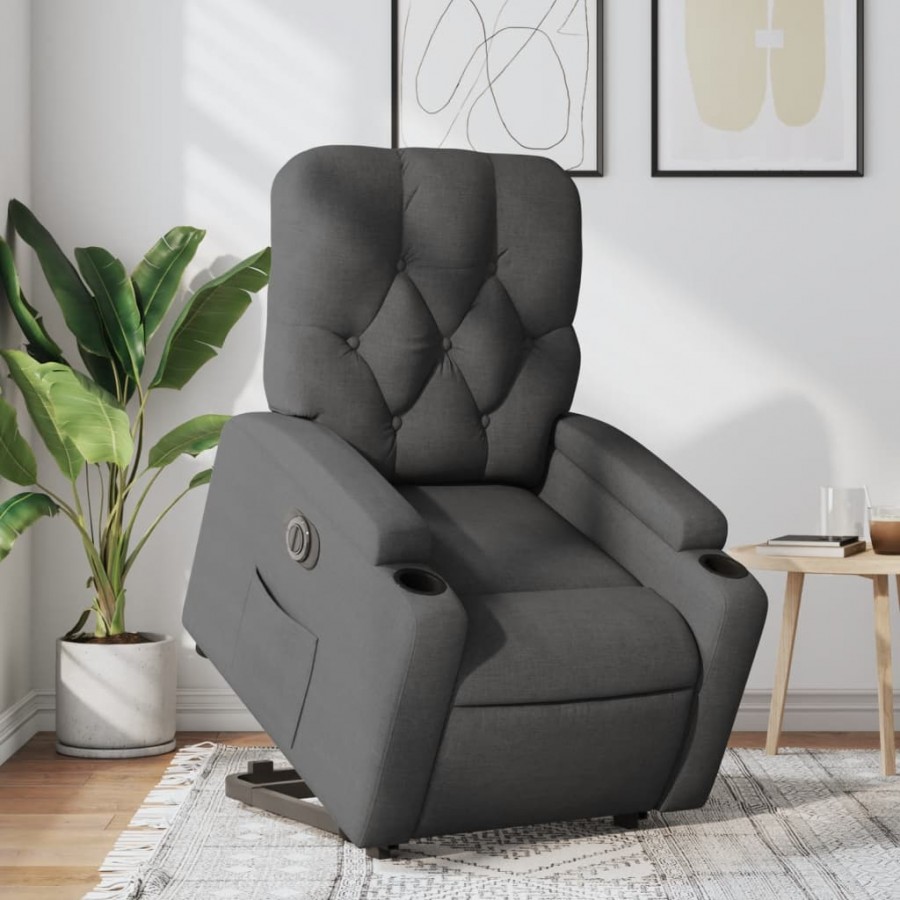 Fauteuil inclinable électrique gris foncé tissu