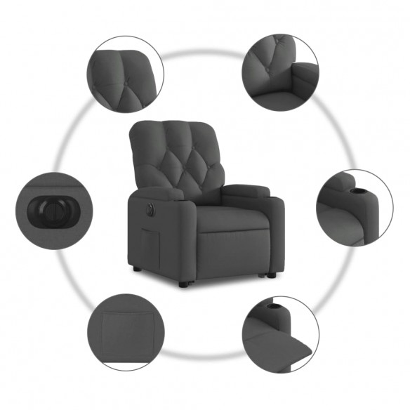 Fauteuil inclinable électrique gris foncé tissu