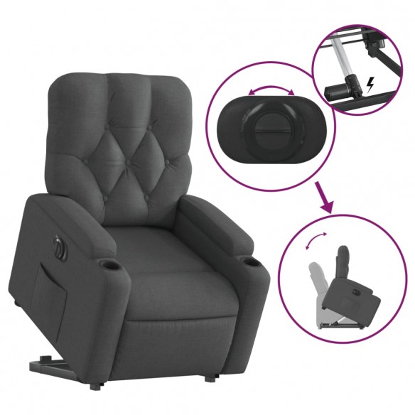 Fauteuil inclinable électrique gris foncé tissu