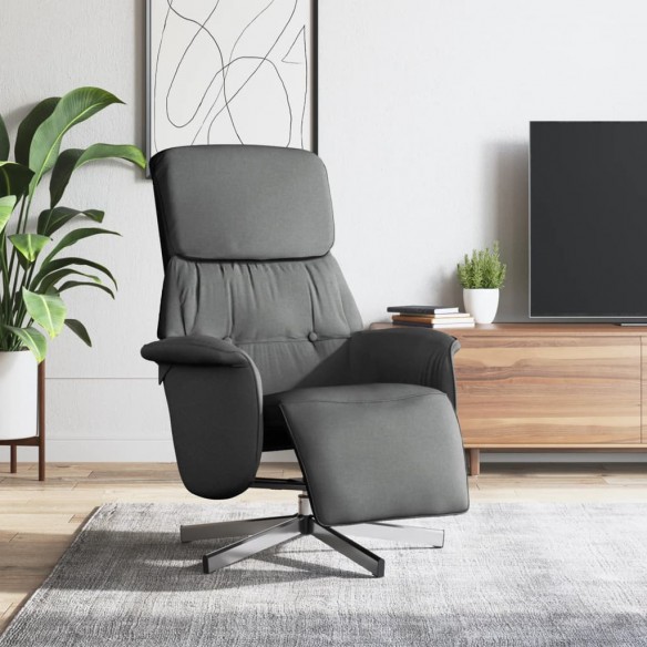 Fauteuil inclinable avec repose-pieds gris foncé tissu