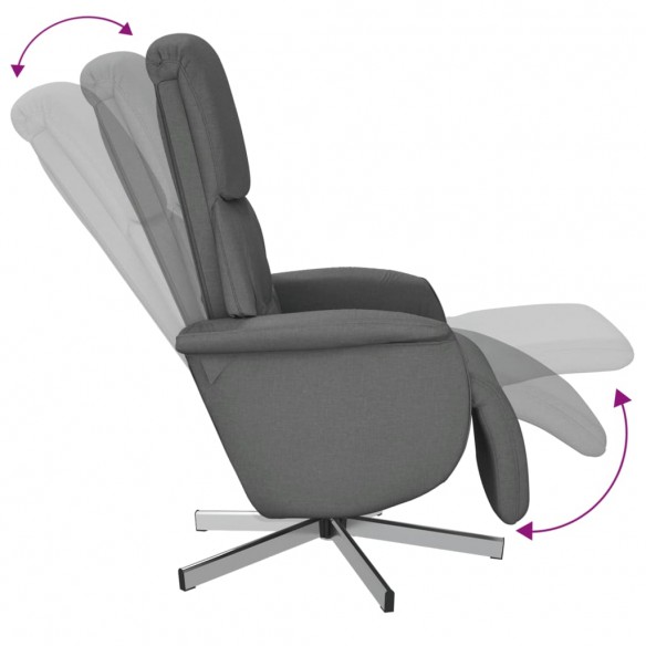 Fauteuil inclinable avec repose-pieds gris foncé tissu