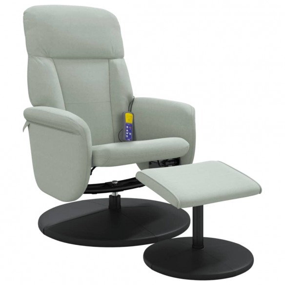 Fauteuil inclinable de massage repose-pied gris clair velours