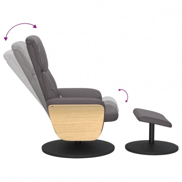 Fauteuil inclinable de massage avec repose-pied gris similicuir