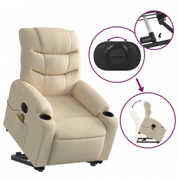 Fauteuil inclinable de massage électrique Crème Tissu