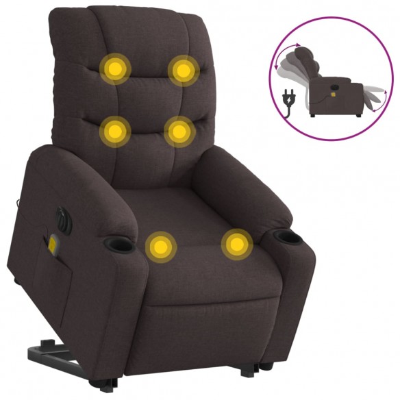 Fauteuil inclinable de massage électrique Marron foncé Tissu