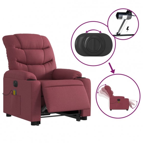 Fauteuil inclinable de massage électrique Rouge bordeaux Tissu