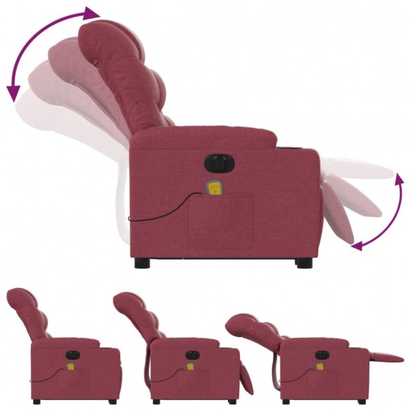 Fauteuil inclinable de massage électrique Rouge bordeaux Tissu