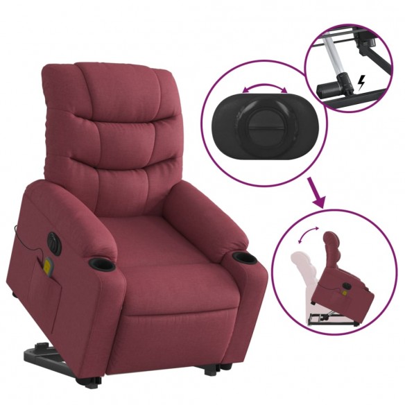 Fauteuil inclinable de massage électrique Rouge bordeaux Tissu