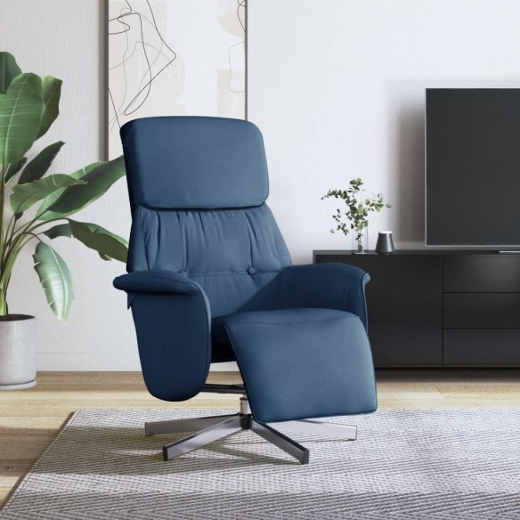 Fauteuil inclinable avec repose-pieds bleu tissu