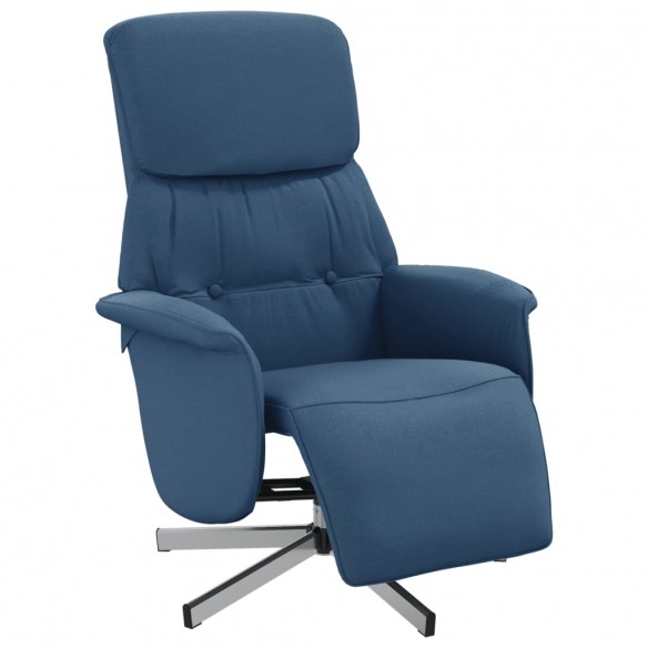 Fauteuil inclinable avec repose-pieds bleu tissu