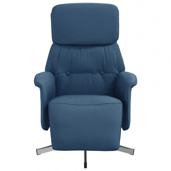 Fauteuil inclinable avec repose-pieds bleu tissu