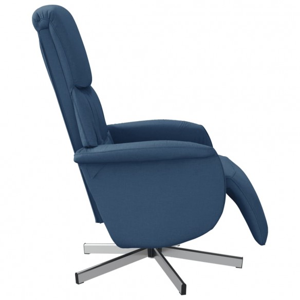 Fauteuil inclinable avec repose-pieds bleu tissu