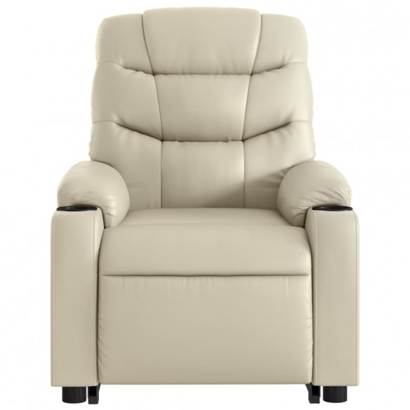 Fauteuil inclinable de massage électrique crème similicuir