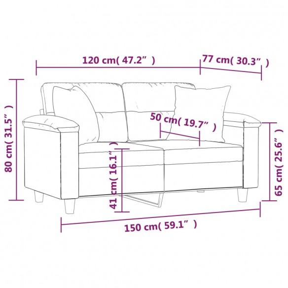 Canapé 2 places avec oreillers bordeaux 120 cm similicuir