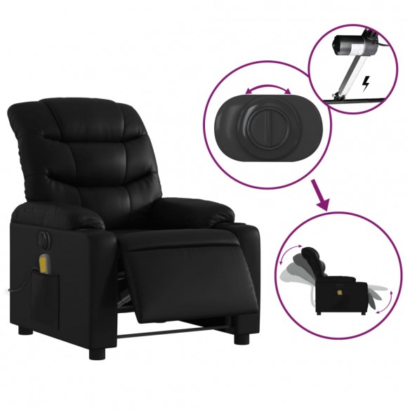 Fauteuil de massage inclinable électrique noir similicuir