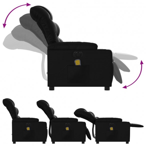 Fauteuil de massage inclinable électrique noir similicuir