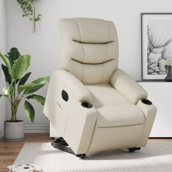 Fauteuil inclinable électrique crème similicuir