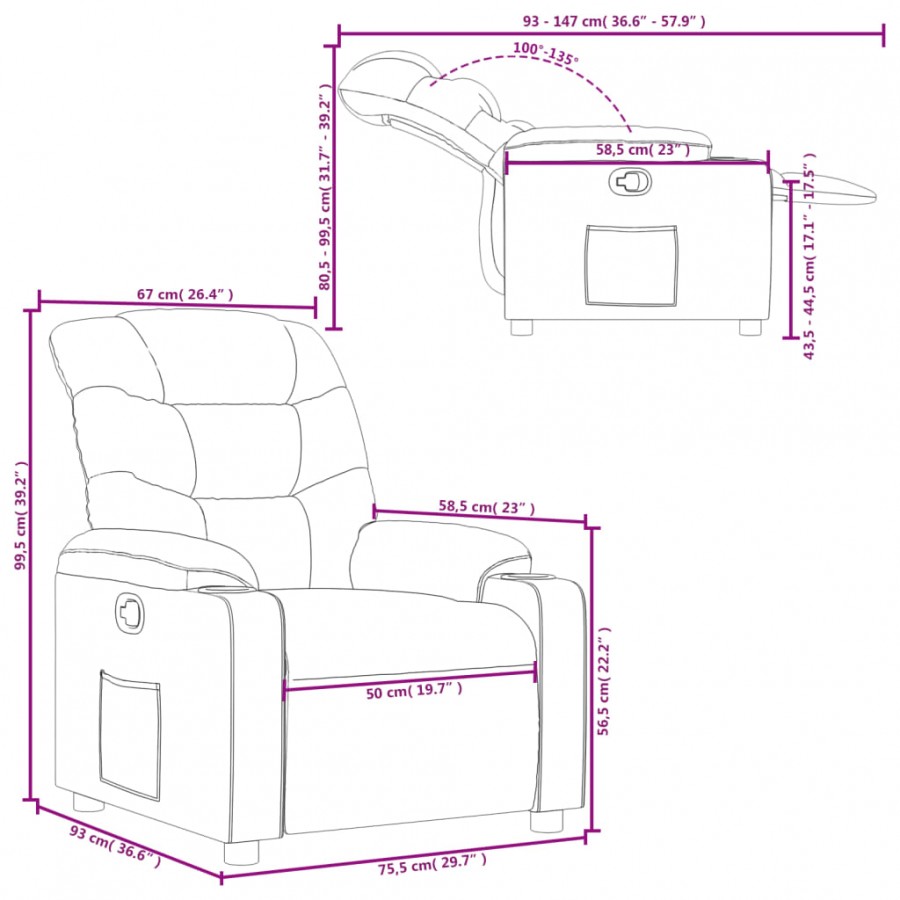 Fauteuil inclinable Noir Similicuir Fauteuil inclinable Noir Similicuir