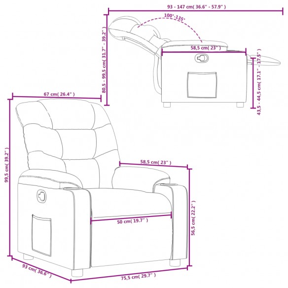 Fauteuil inclinable Noir Similicuir