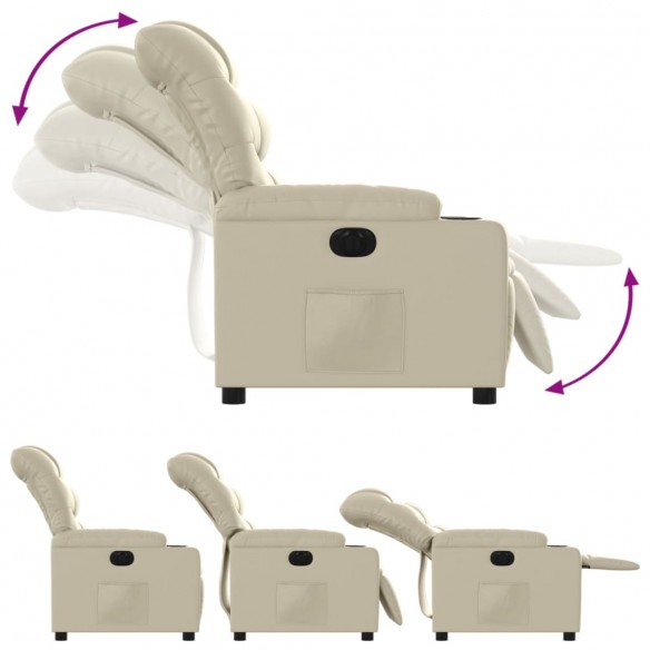 Fauteuil inclinable électrique Crème Similicuir