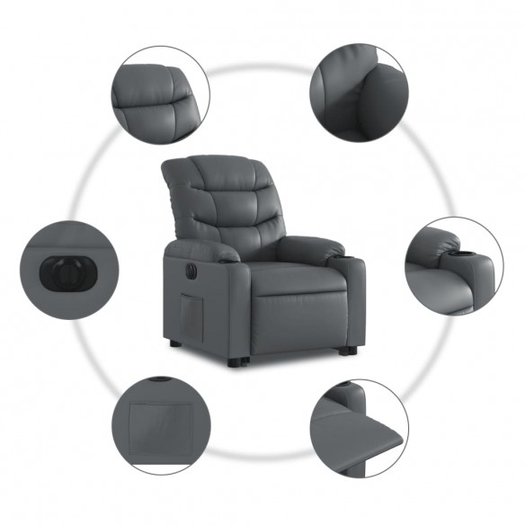 Fauteuil inclinable électrique gris similicuir