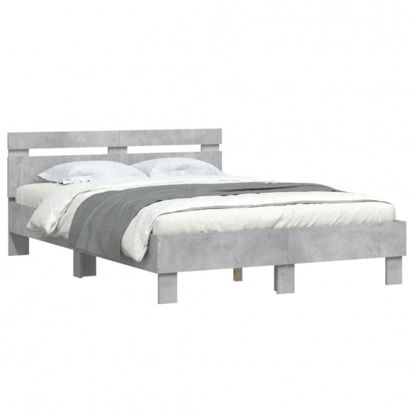 Cadre de lit avec tête de lit gris béton 120x200 cm