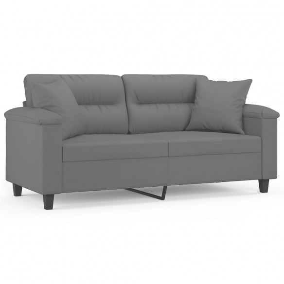 Canapé 2 places avec oreillers gris foncé 140 cm