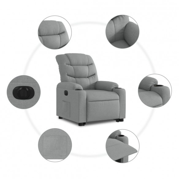 Fauteuil inclinable électrique gris clair tissu