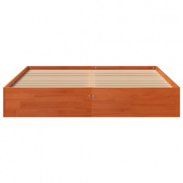 Cadre de lit cire marron 135x190 cm bois de pin massif