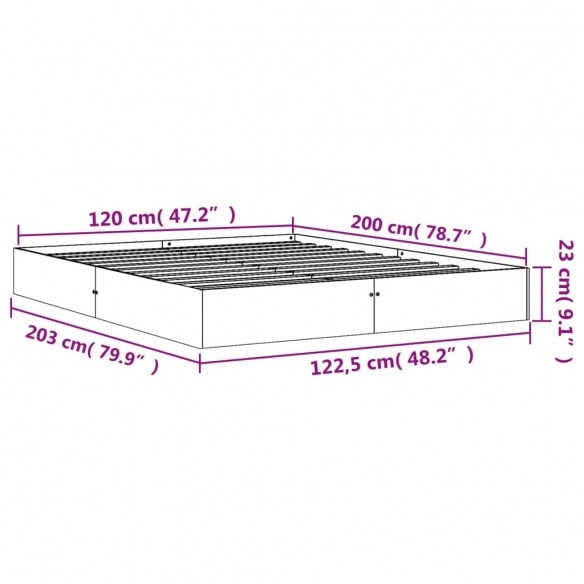 Cadre de lit cire marron 120x200 cm bois de pin massif