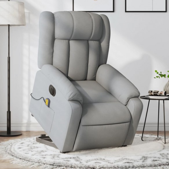 Fauteuil inclinable de massage électrique Gris clair Tissu