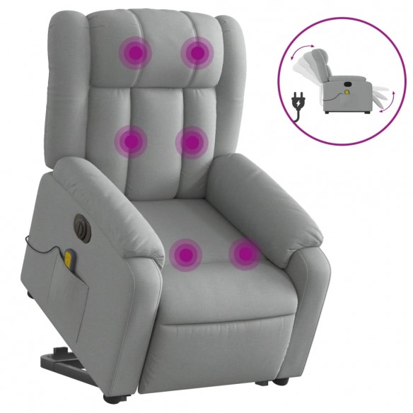 Fauteuil inclinable de massage électrique Gris clair Tissu