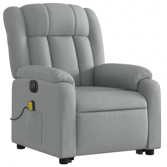 Fauteuil inclinable de massage électrique Gris clair Tissu