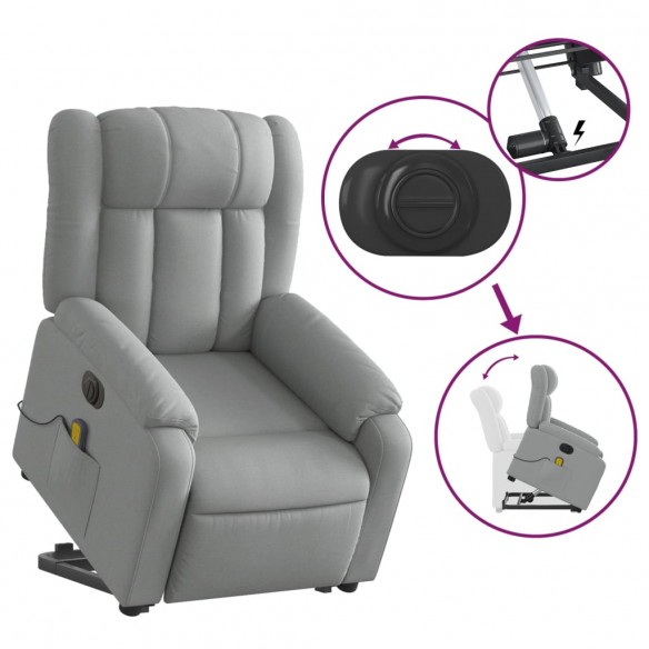 Fauteuil inclinable de massage électrique Gris clair Tissu