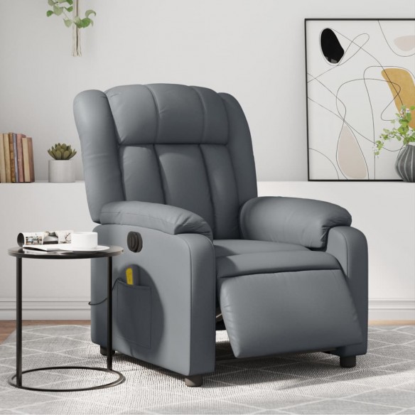 Fauteuil de massage inclinable électrique gris similicuir