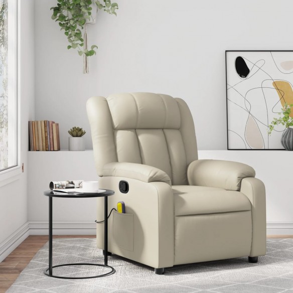 Fauteuil inclinable de massage Crème Similicuir