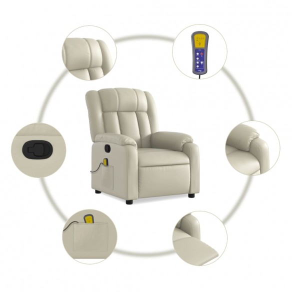 Fauteuil inclinable de massage Crème Similicuir