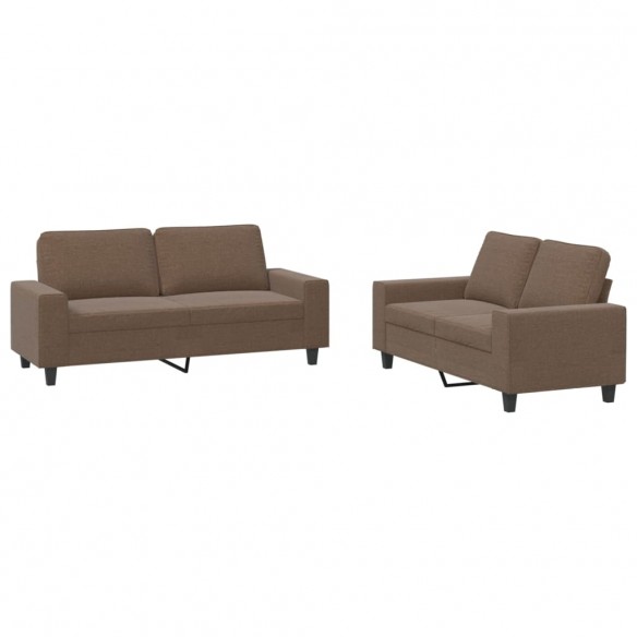 Ensemble de canapés 2 pcs marron tissu